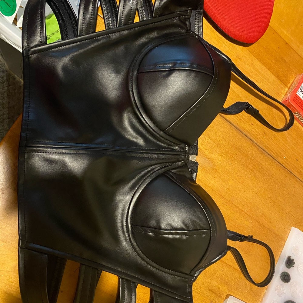Faux leather Bralette